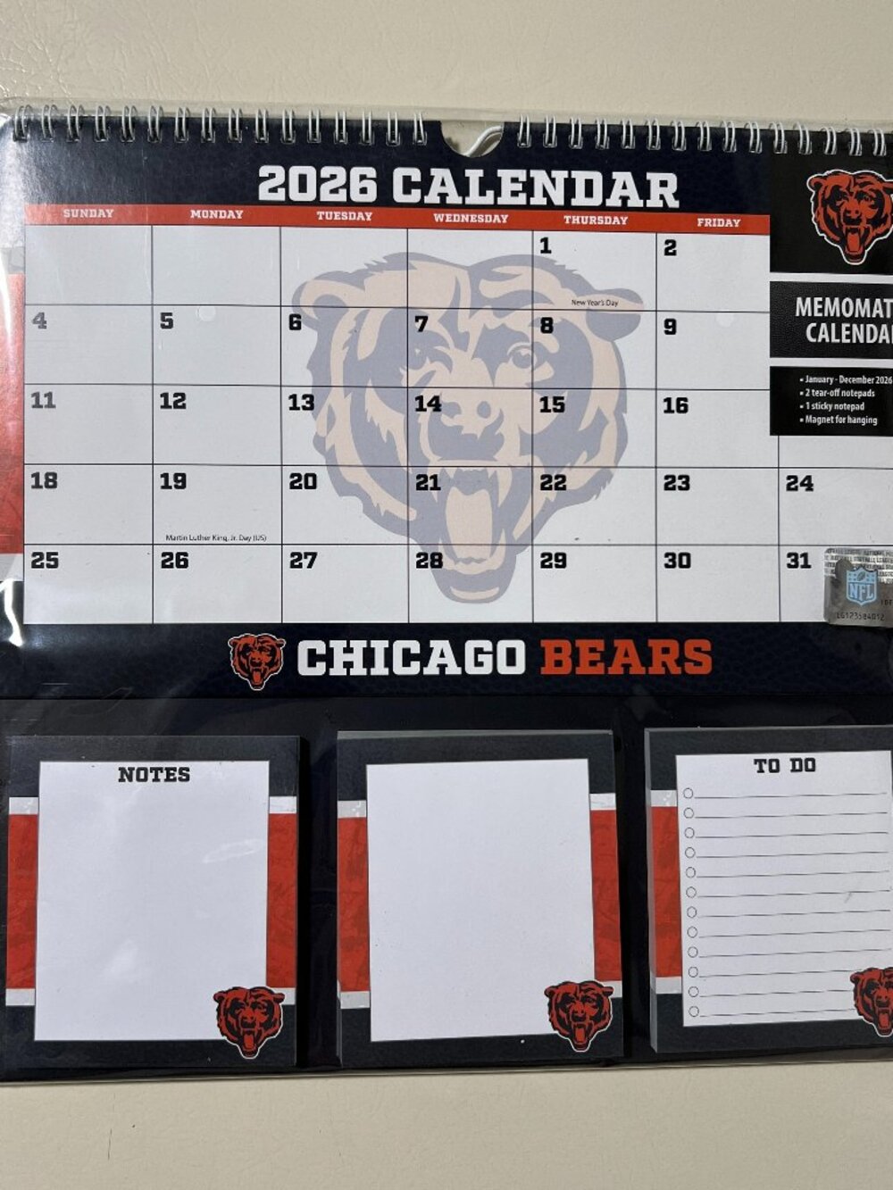 Chicago Bears 2026 Memomate Spiral Calendar, (Paperback)
